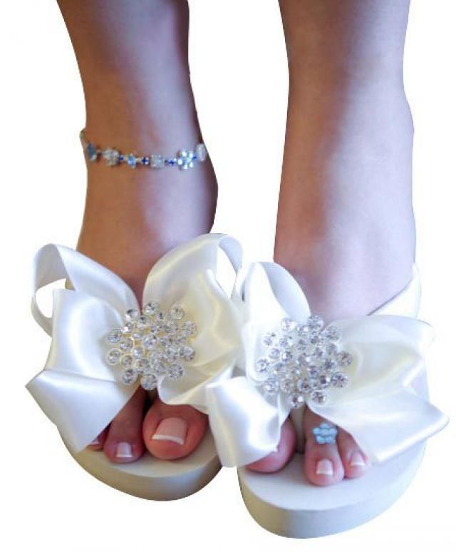 bridal wedge flip flops