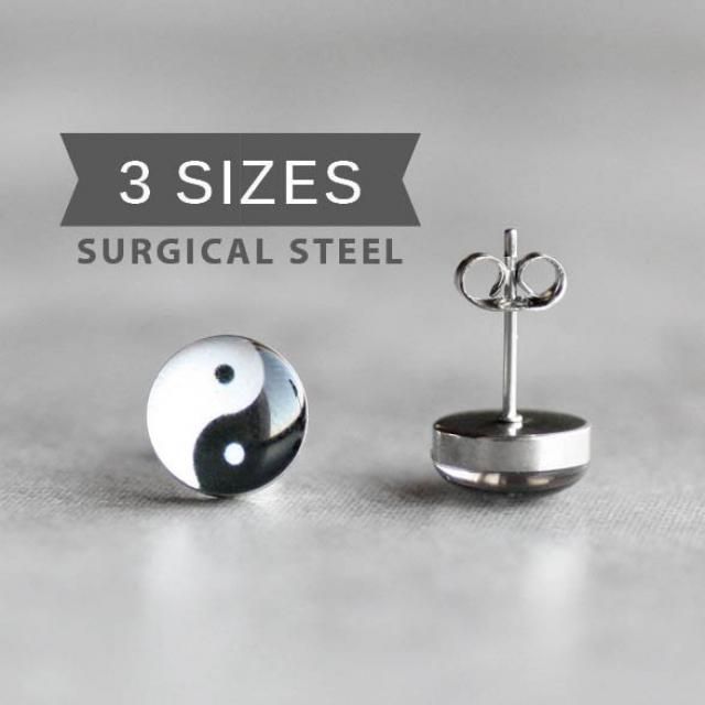 2018 Best Mens Earrings Images And Outfits Z Me Zaful Yin Yang Post Earrings Surgical Steel Stud Mens Tiny Earring Studs