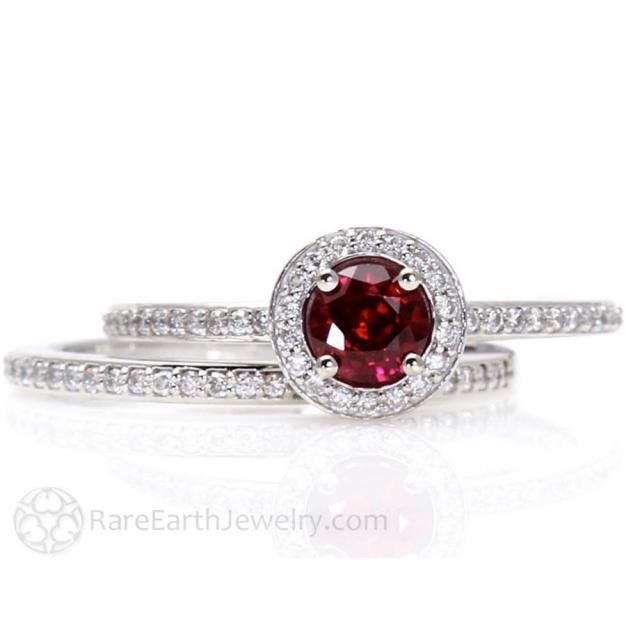 SVC-JEWELS 14K Black Gold Plated 1.65ctw Round Cut Created Garnet Mens Wedding Three Stone Anniversary Band Ring