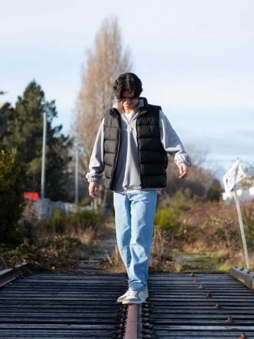 ZAFUL Fuzzy Letter And Mountain Embroidered Quarter Zip