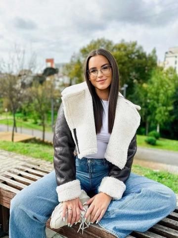 Women's PU Contrast Faux Fur Lined Borg Lapel Collar Inclined Zip