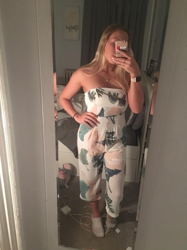 Sayla Pink Multi Color Print Strapless Jumpsuit