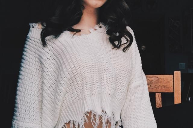 Ripped Neck Loose Fit Sweater main image 0