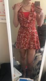 tiny floral ruffle mini wrap dress