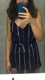 Striped Sleeveless Romper with Tie Waist for Women - Sebastiana