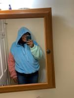 zaful color blocking splicing fuzzy pullover