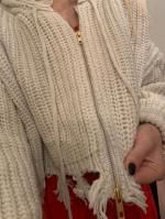 hooded zip up distressed cropped cardigan