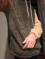 zaful color blocking splicing fuzzy pullover