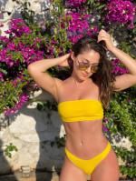 high cut ribbed bandeau bikini set