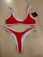 contrast trim sport bikini set
