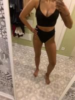 ribbed high cut surplice tankini swimsuit