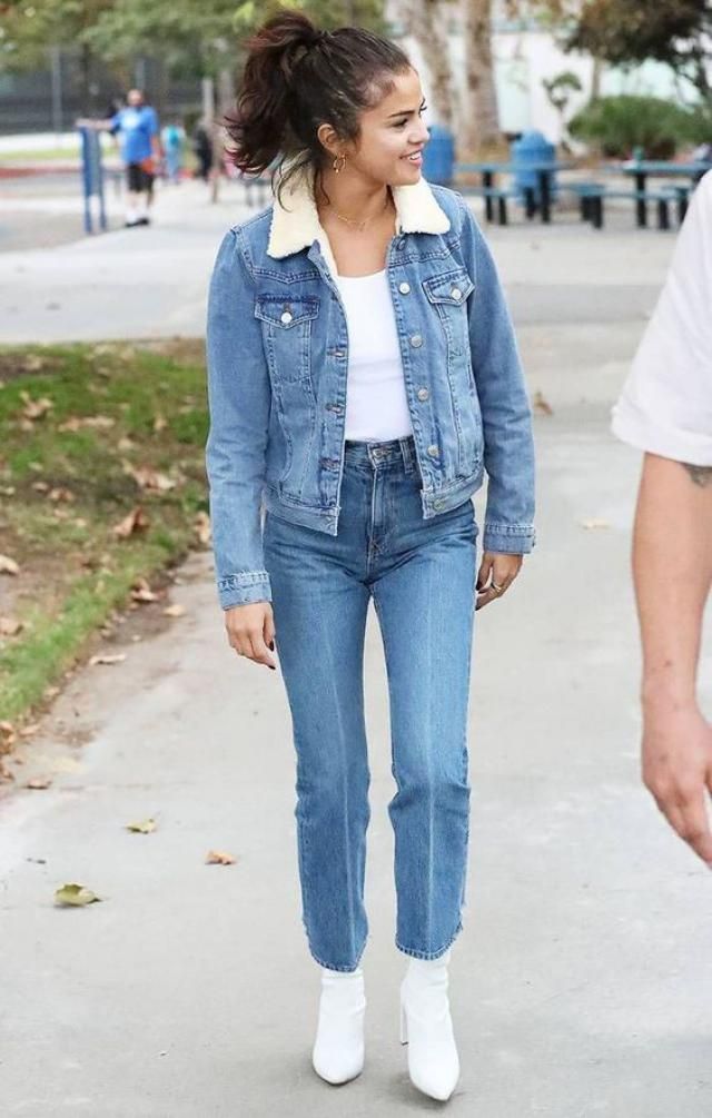 Drop Shoulder Teddy Faux Shearling Collar Denim Jacket In