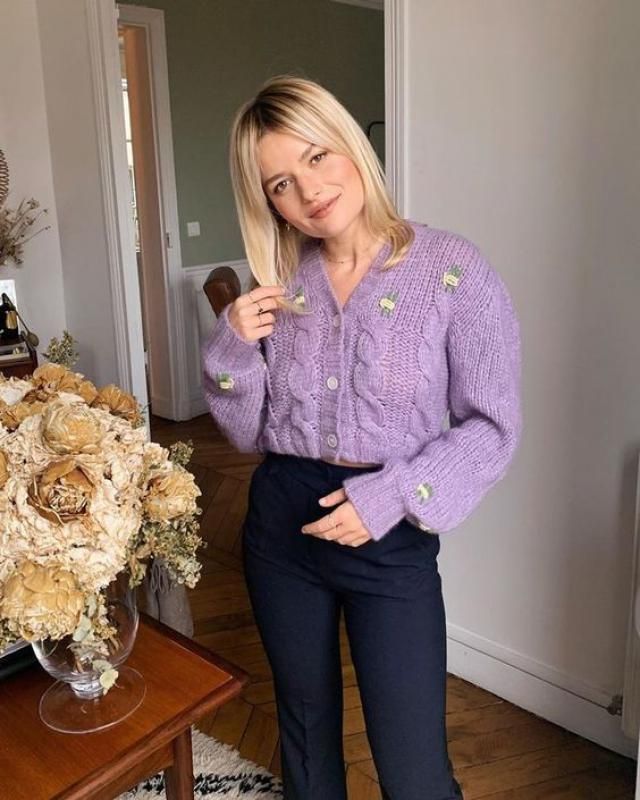 épine flower cable knit cardigan Pink Floral Cable Knit Cardigan – Unique Vintage