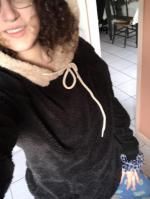 colorblock splicing drawstring fluffy moletom com capuz