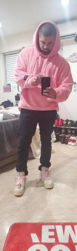 solid pouch fluffy hoodie