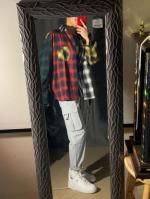2022 Colorblock Plaid Panel High Low 