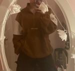 Colorblock Puffer Padded Coat And Fluffy Polar Fleece NEW YORK Embroidery Half Zip Sweatshirt Set In BLUE | 2026