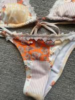 ZAFUL Lace Trim Tie Side Ethnic Paisley Boho String Bikini Swimwear In ...
