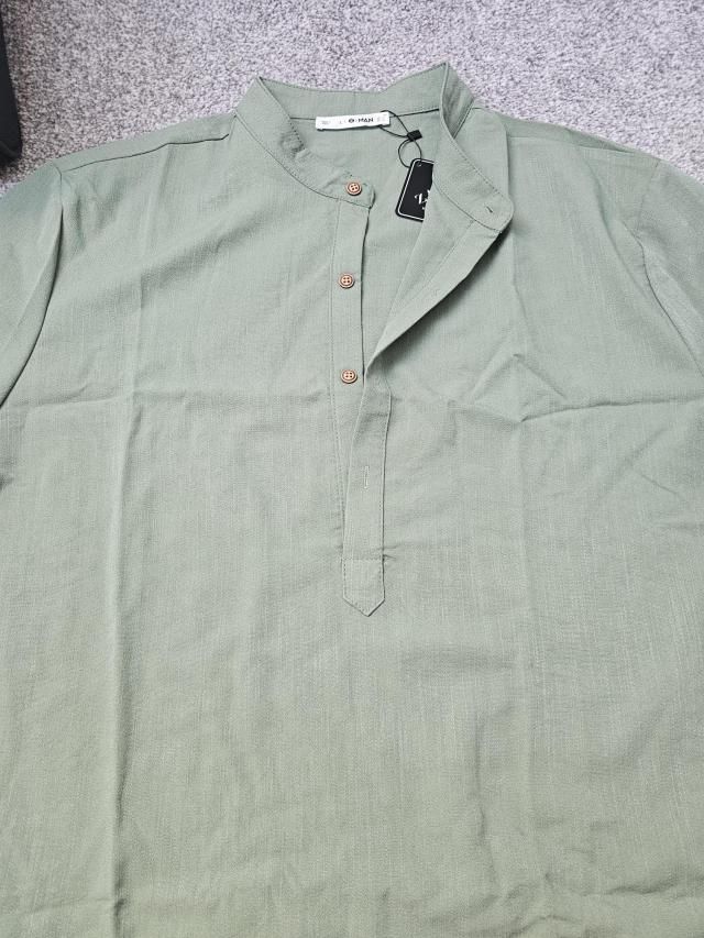 Half Button Roll Up Sleeves Popover Shirt With Drawstring