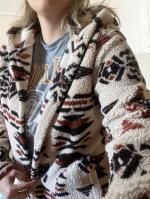 ZAFUL Women's Hooded Ethnic Style Pockets Long Tribal Geo Aztec Printed ...