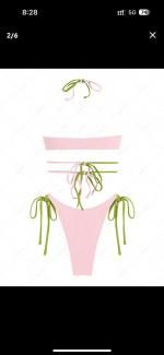 ZAFUL Ribbed Cross Two Tone Tie Bikini Swimwear In GREEN | ZAFUL 2026