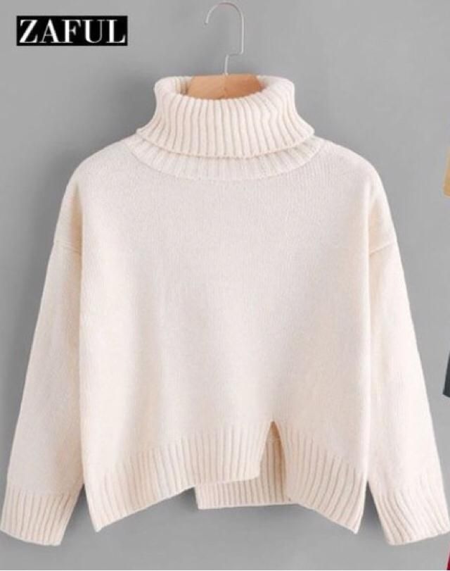 Heimish Full Size Turtleneck Long Sleeve Slit Sweater