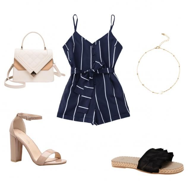 Lyric Cami Strap Zipper Front Romper Denim Blue main image 1