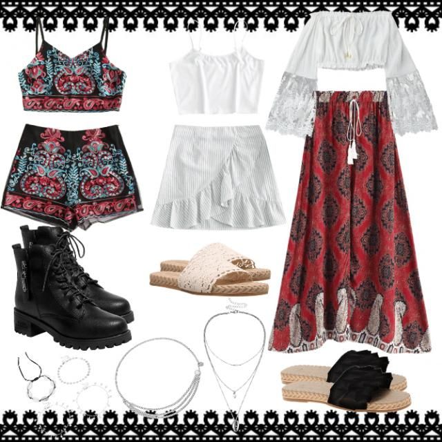 [30 OFF] 2019 Crochet Panel Smocked Flare Sleeve Dress In WHITE ZAFUL