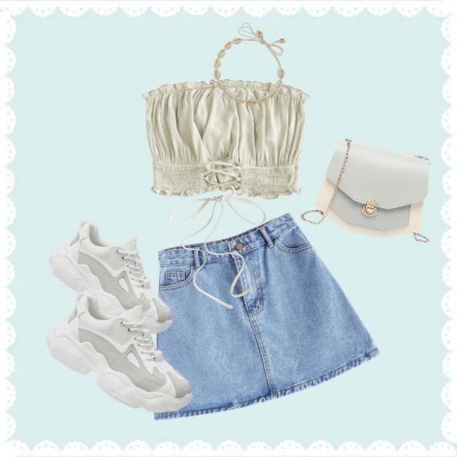 Cream Floral Lace Tank Top With Scalloped Hems & Side Ties main image 0